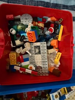 Mixed LEGO Bricks and Pieces Bulk Lot with storage bins