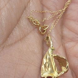 14K Gold Sailboat Necklace