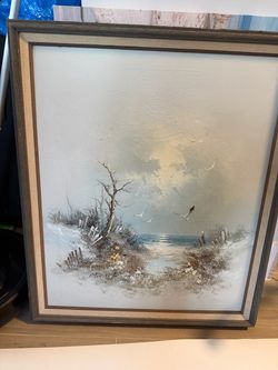 Vintage Original Oil Painting Signed “Maurice” – Coastal Beach Seascape