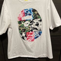 Bape White Tee-white Multicolor 