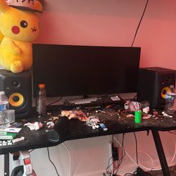 34in Samsung Monitor + KRK Speakers+ LED gaming Desk