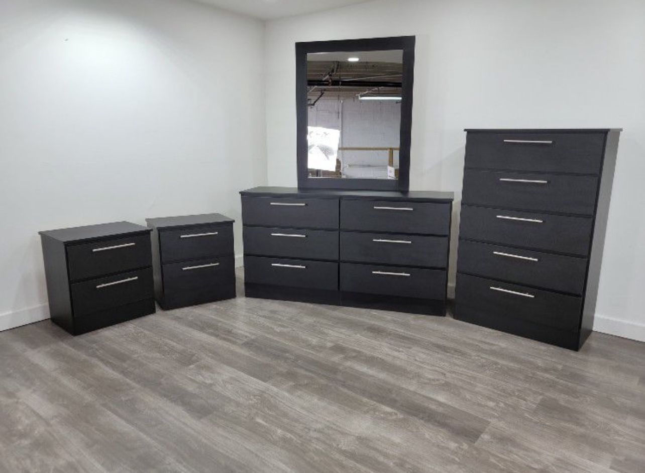 Dresser Whit Mirror , Chest And 2 Nightstands - Cómoda Con Espejo , Gavetero Y 2 Mesitas De Noche