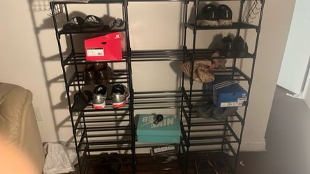 Black Metal Multi-Tier Shoe Rack