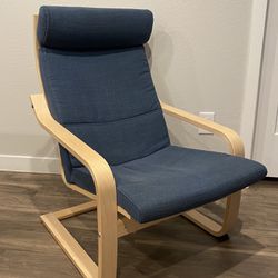 IKEA Chair With Blue Cushion