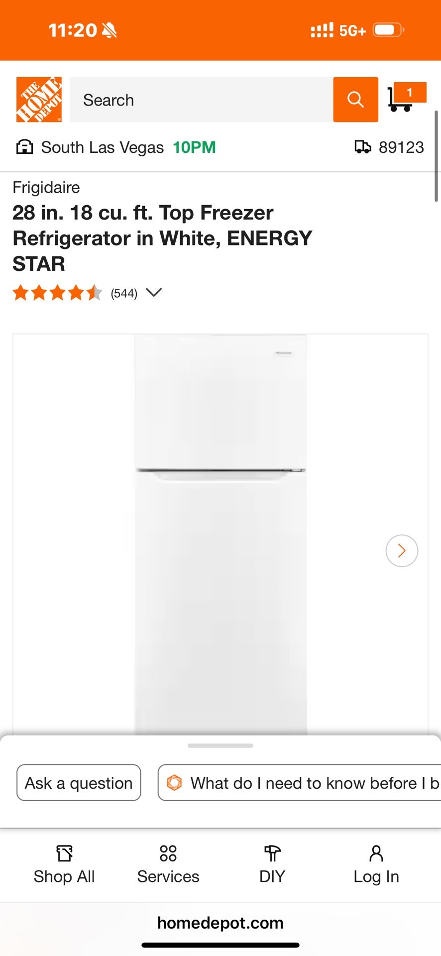 Frigidaire 28 in. 18 cu. ft. Top Freezer Refrigerator in White, ENERGY STAR
