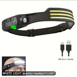 Rechargeable Hands-Free  Super Bright COB Headlight Three Light Strips Multi-Purpose Folds Into The Pocket 