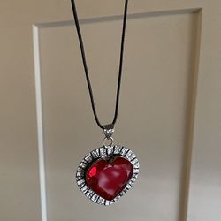 Mozambique Garnet Gemstone Silver Plated Heart Pendant
