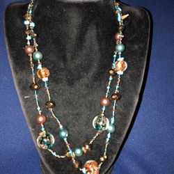 Vintage Necklace Glass Beads Faux Pearls