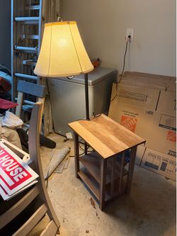 Table with attached lamp