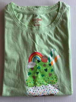 Cat & Jack Girls' XL (14) Green St. Patrick's Day Ice Cream Graphic T-Shirt