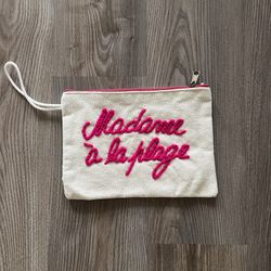 New Without Tag Madame à la plage Canvas Pouch, Embroiled in PINK 