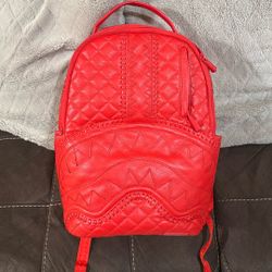Sprayground Red Leather Backpack