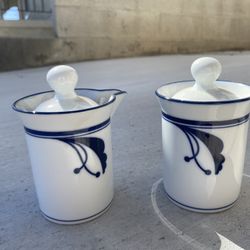Blue & White  Ceramic Cream & Sugar