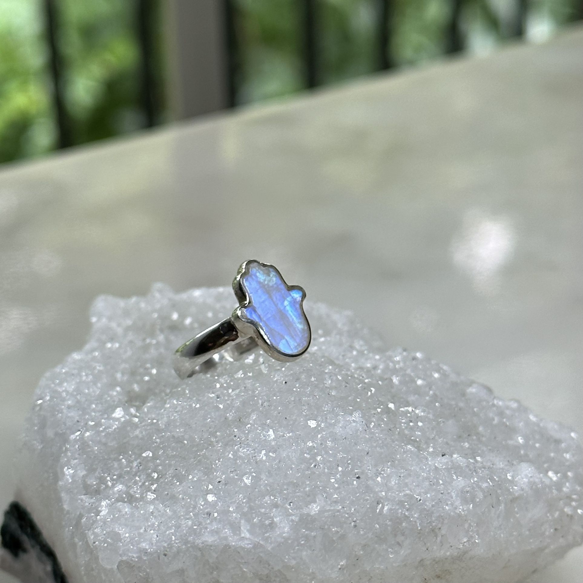 Hamsa 🪬 Moonstone Ring Size 7 