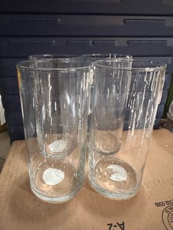 4 LARGE Hurricane Pilar Candle and Glass Holders - Wedding Party Shower Decor