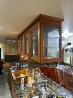 Real wood glass cabinet