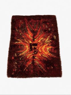 Finnish Modern Rya Rug "Tulikukka" by Satu Peura, c.1960's - Delivery Available