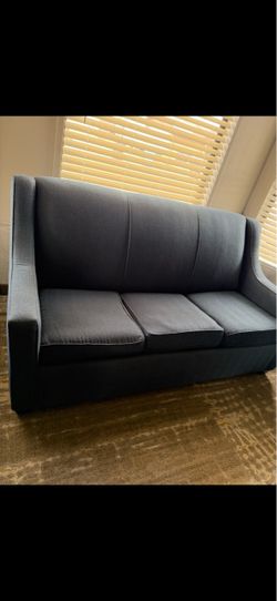 High-Back  blue.  Fabric 3-Seat Sofa