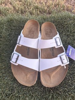 Men’s Birkenstock Arizona White Slide Sandals Sz 13