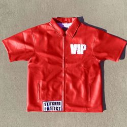 Distress Embroidery  Shepp Leather Shirt