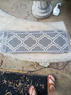 Gray Trellis Stair Tread Rugs Set