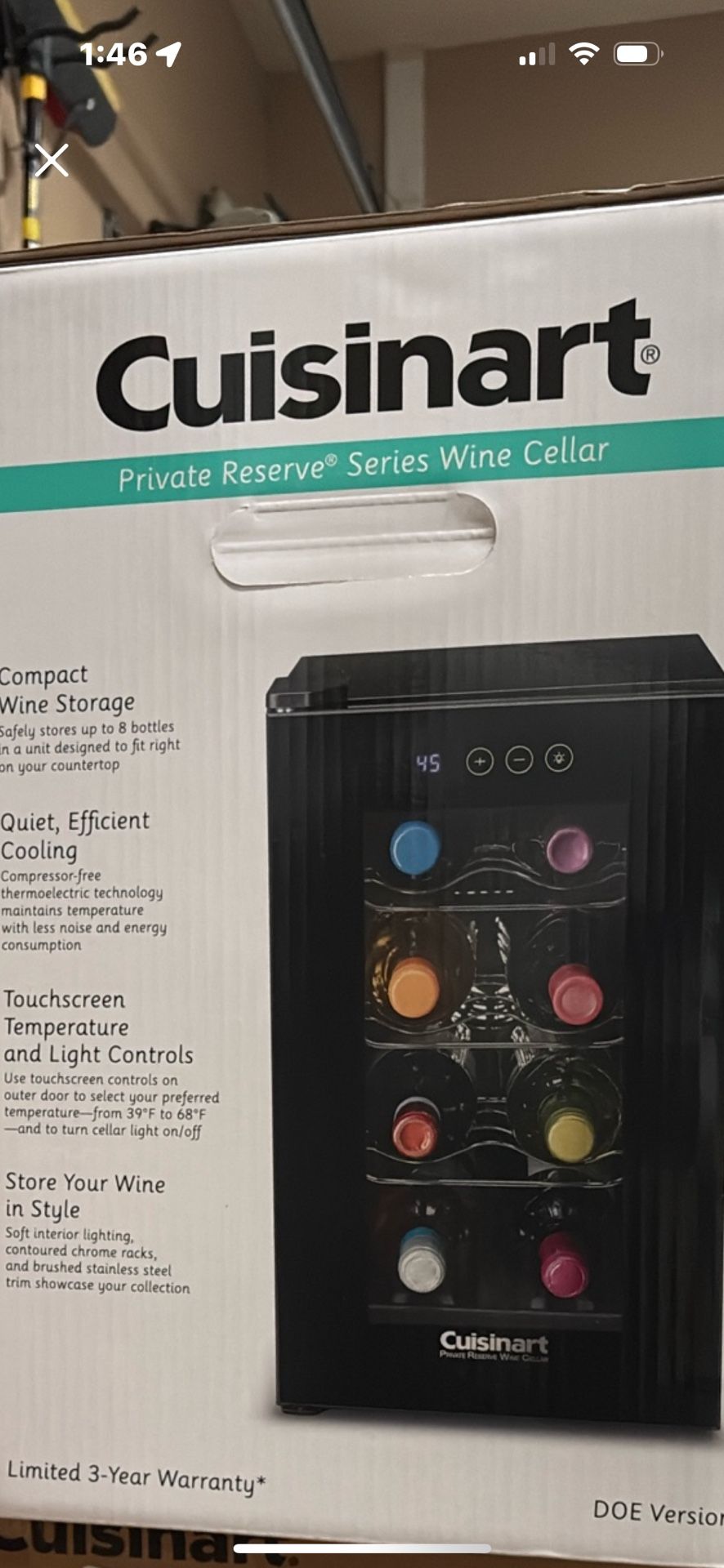NEW Cuisinart 8 Bottle Wone Cellar