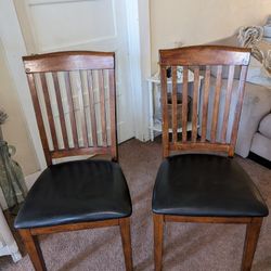 Set Of 2 Padded Wood Dining Chairs 