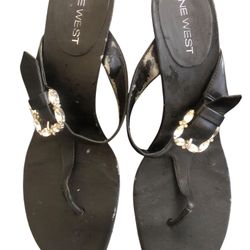 Nine west Leather 3” Heels With Rinestones 
