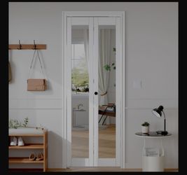 Fredbeck Bifold Door 28" x 80" White, mirrored panel. Door panel width: 29-1/2", door panel high: 78-3/4", fits opening width: 30", fits opening high:
