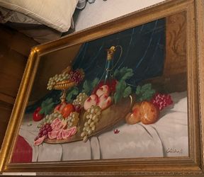 Antique painting of fruit basket