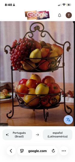 2-Tier Metal Scroll Fruit Basket Stand