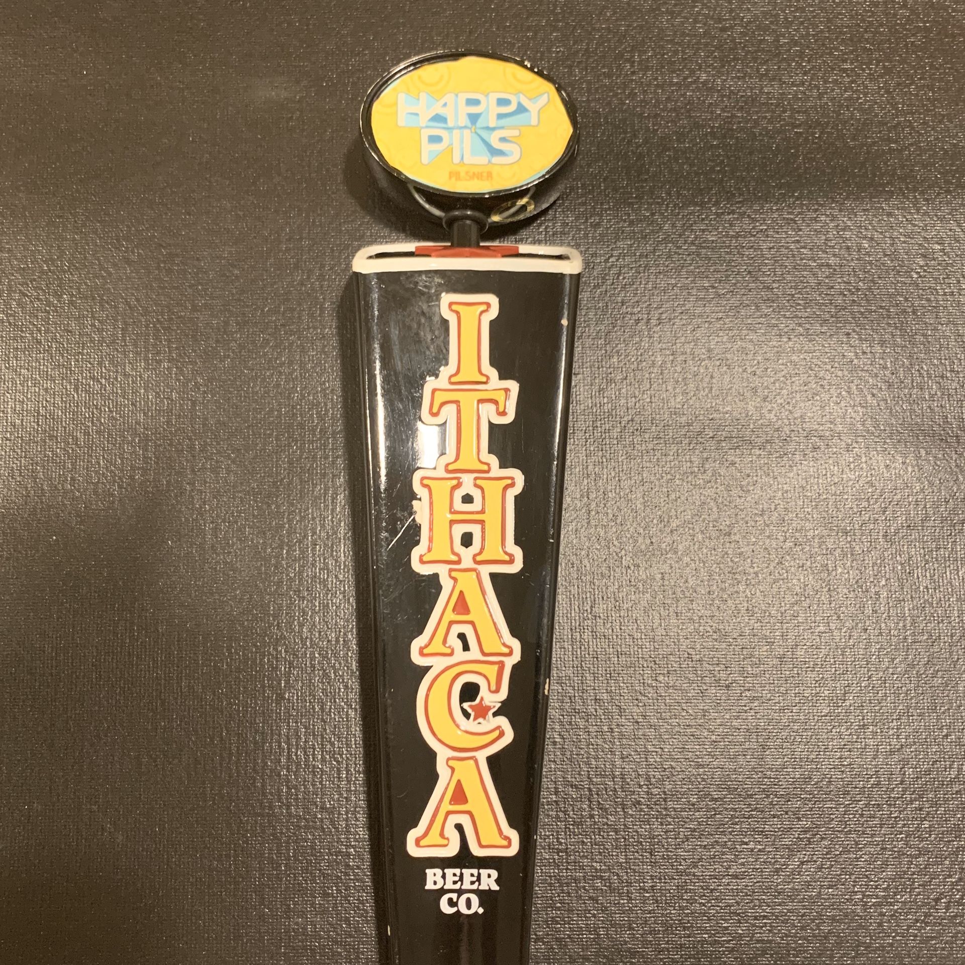 Ithaca Beer Company Happy Pils Pilsner Beer Tap Handle