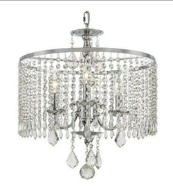 Chandelier with K9 Crystal Dangles 3-Light Polished Chrome Calisitti *New*