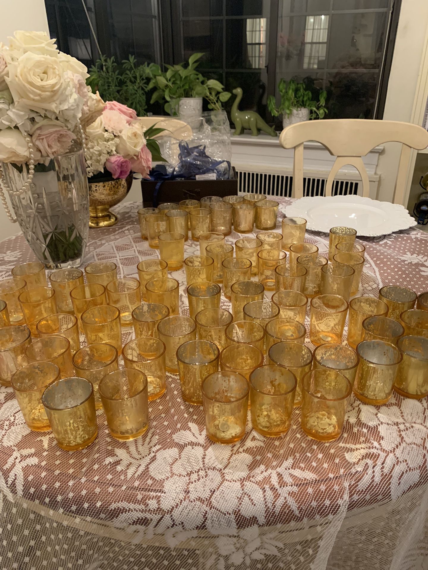 72 Yellow  Glass Mercury Candle Holders 