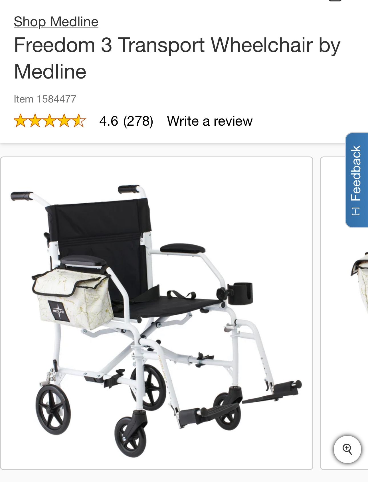 Freedom 3 Transport Wheelchair By Medline