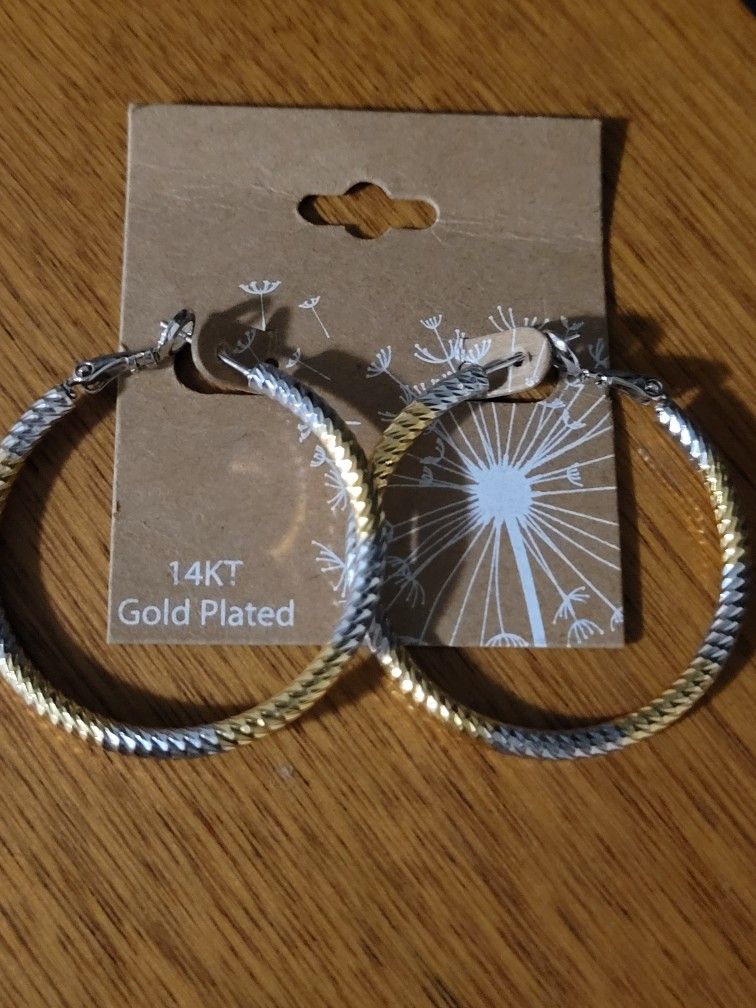 New 14kt Gold Plated Hoops