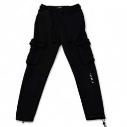 YOUNGLA fitted black cargo sweatpants