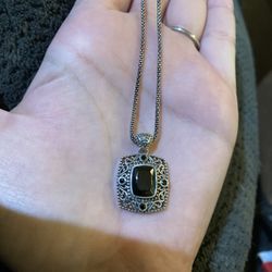 Shungite & Spinel Silver Necklace 