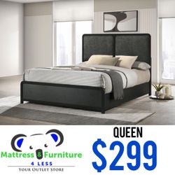 Cavelle Upholstered Queen Bed Black