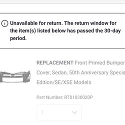 2018 Corolla Se Bumper 
