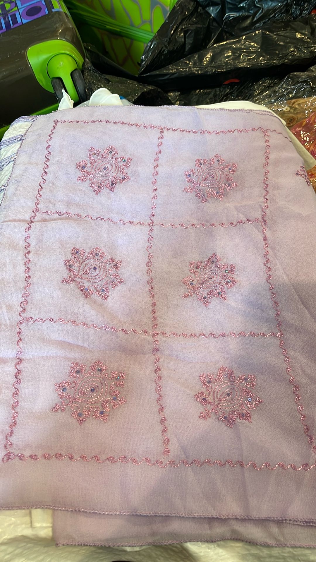 Purple Embroidered Scarf