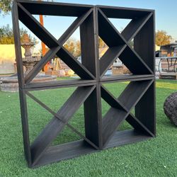 Wine Rack Cabinet countertop Wooden Stackable Storage Retro Cube freestanding Floor Wine Bottle Holder Stand(96BottleBlack) 