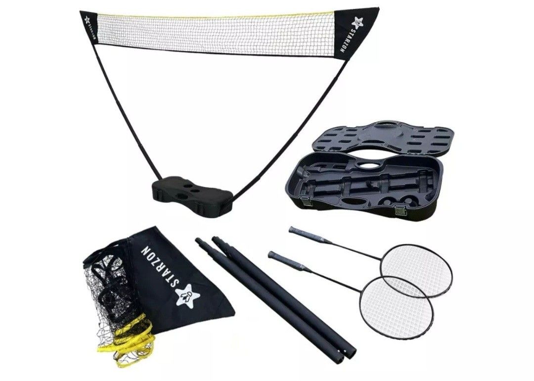 Plastic For Racket Net Tennis Badminton Net Full-Set Portable Net 2 Rackets, Case Pickleball ...