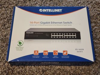 New in Box Intellinet 16 Port Gigabit Ethernet Switch #561815, 10/100/1000 mbps for Networking