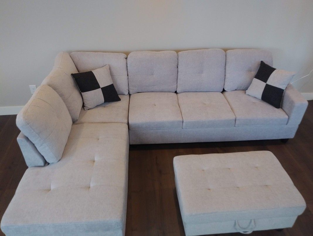 New Sectional with Storage Ottoman