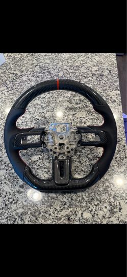 TesFeel Real Carbon Fiber Steering Wheel Ford Mustang 2018-2023