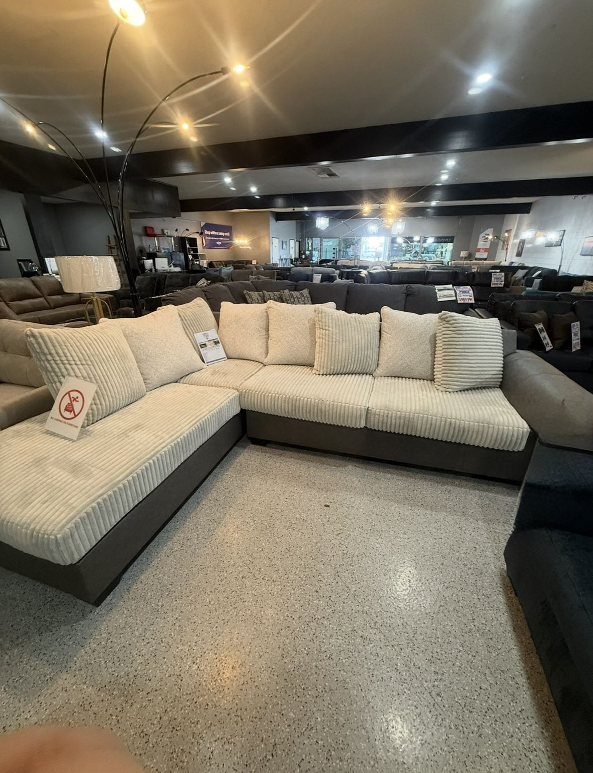 Grey Corduroy Sectional