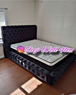 NEW QUEEN BED FRAME AND MATTRESS