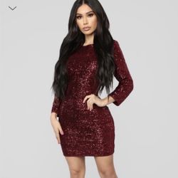 Fashion Nova Burgundy Sequin Dress