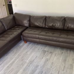 Sectional Couch / Expresso Leather Couch / Left Sectional / Leather Sectional 